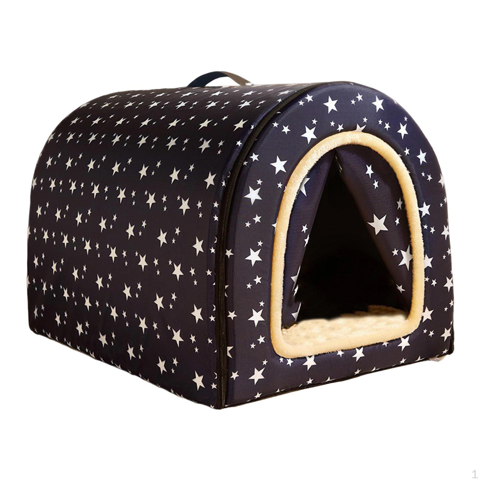 

Cat Cave Bed 2 Ways Use Hut Nonslip Bottom Reusable Dog House Pet Tent for Puppy Indoor Outdoor Lawn Star