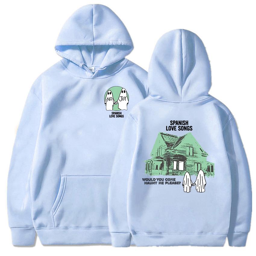 Ghost Cartoon Graphic Hoodies No Joy Spanish Love Songs Sweatshirts Ropa Mujer Sudaderas Kawaii Women Men Clothes Casual Hoodie