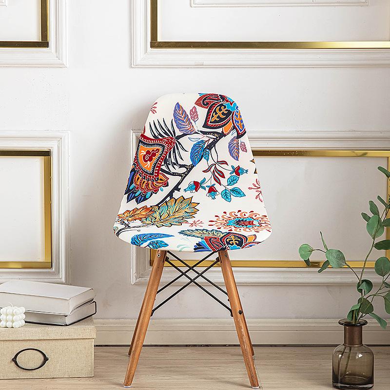 Elastic Printed Dining Chair Cover Back Chair Covers Household Chair Covers Special-Shaped Office Home Removable Fundas Sillas
