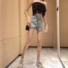 WTEMPO Irregular High Waist Denim Shorts Women Loose Thin Summer Fashion Star with The Same Wide-leg Pants