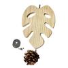 Bird Cage Perch Wood Parrot Platform Stand Monstera Leaf Flat Bird Perch with Pinecone for Cockatiels Conures African Greys Chewing Resting Nail
