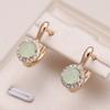 New Emerald Cut Zircon With Rose Gold Color Drop Earrings For Women Luxury Round Crystal Earrings Wedding Jewelry