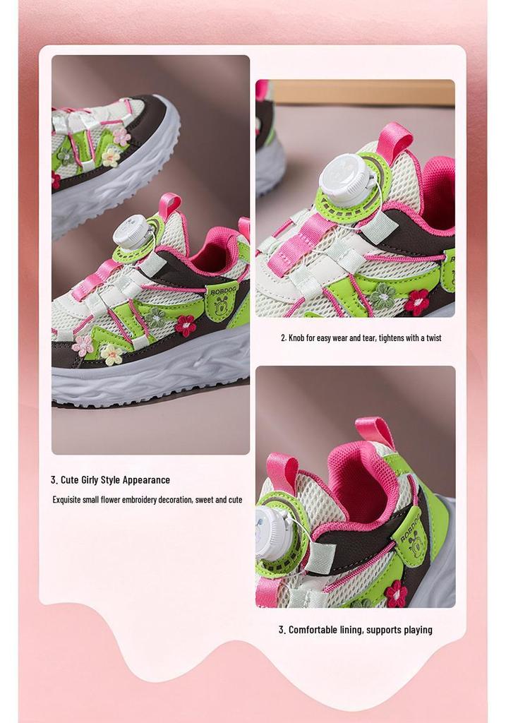 Bobodou Girls' Sports Mesh Shoes 2026 - New Spring/Autumn Breathable Sneakers for Middle/Big Kids