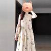 French Floral Sleeveless Round Neck Dress - Loose, Slimming Vacation Style for Female Students