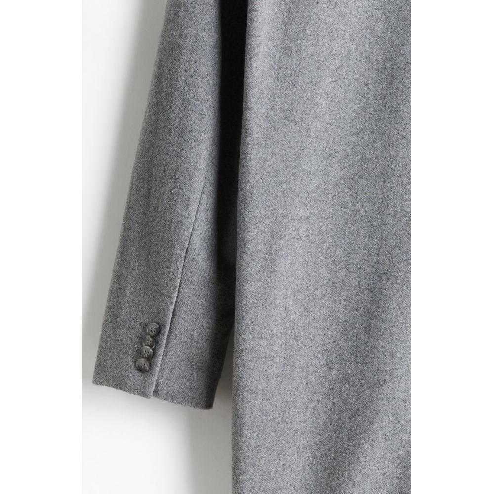 H M Wool Blend Coat Grey Melange