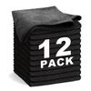WEAWE Microfiber Cloths, Absorbent, Quick-Drying, Multi-Purpose Towels, 12-Piece Set, 33x33cm, Black