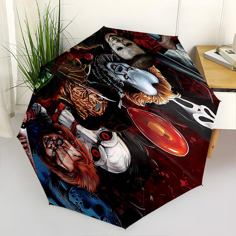 

Horror Icons Themed Automatic Opening and Closing Umbrella, Brightly Colored 8-rib Portable Umbrella, Suitable for Men and Women, A Perfect