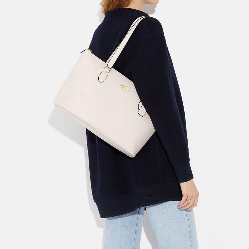 New COACH Gallery Cross Grain Leather One Shoulder Handbag Large Women's White CH285-IMCHK