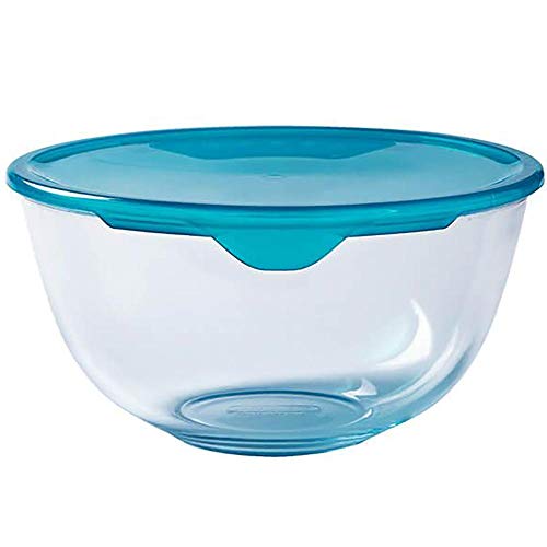 Synergy Trading PYREX Heat-Resistant Glass Bowl with Lid, Microwave Safe, Clear, 2.0L, PRX0007