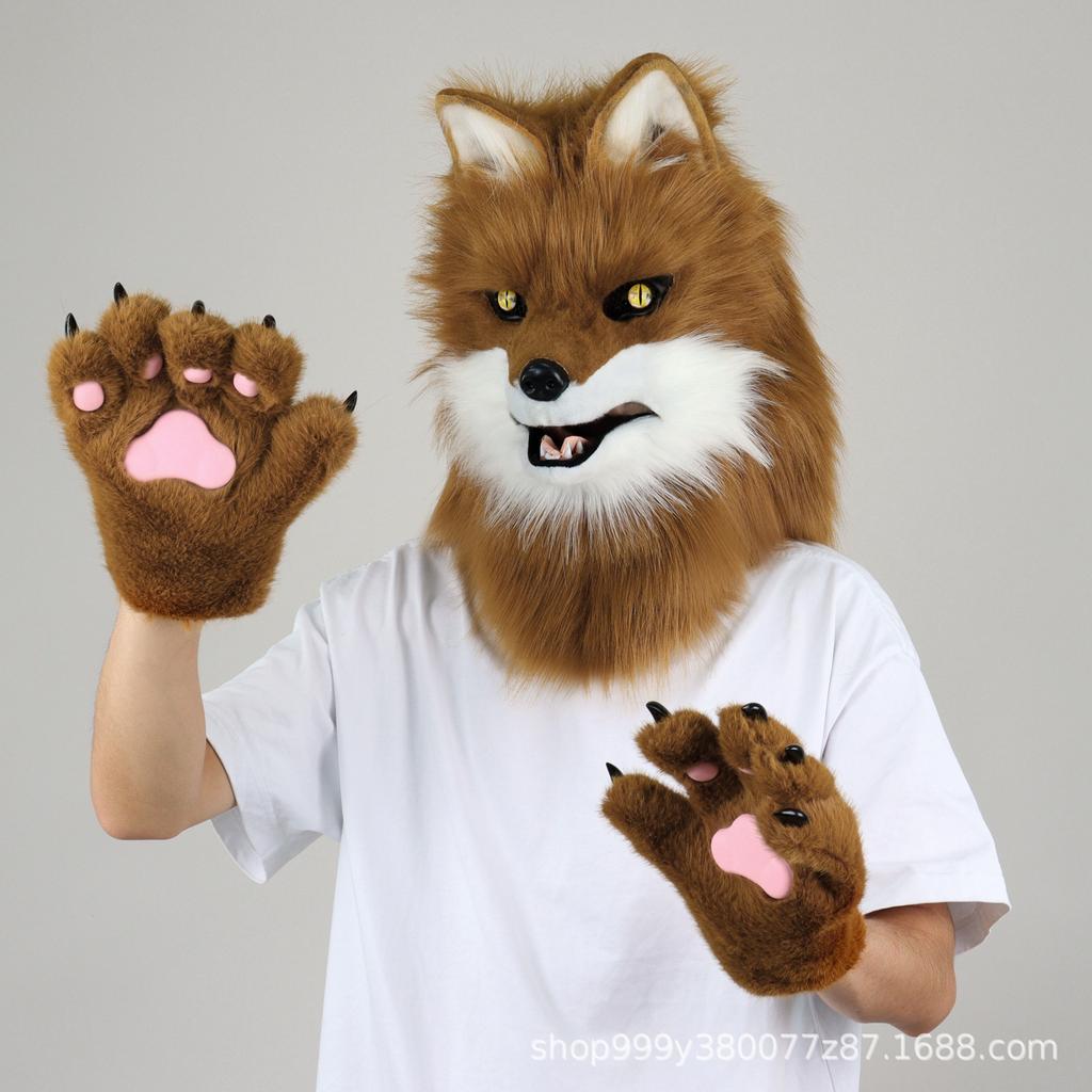 Stuffed animal canine fox mask headgear full head animal head animal head cosplay costume
