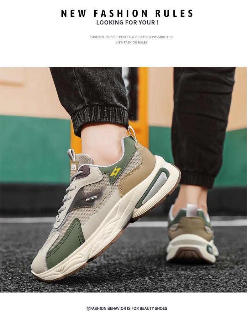 2025 Men's Breathable Mesh Sport Casual Dad Shoes - Odor & Wear-Resistant, Thick-Soled, Versatile Summer Style