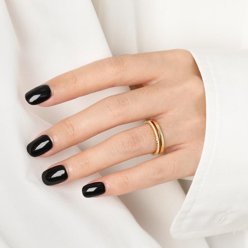 S925 Sterling Silver Women's Diamond Inlaid Double Layer Hollow Round Ring – European & American Fashion Style
