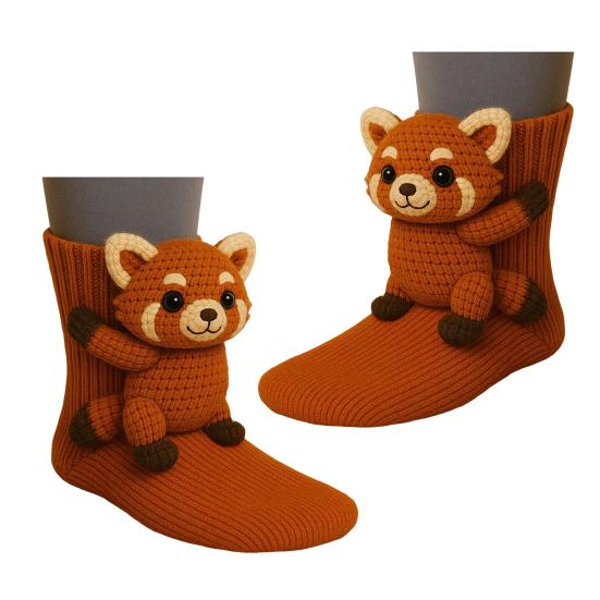 Knitted Animal Socks Warm Floor Socks with Cute Animal Dolls Indoor Winter Socks