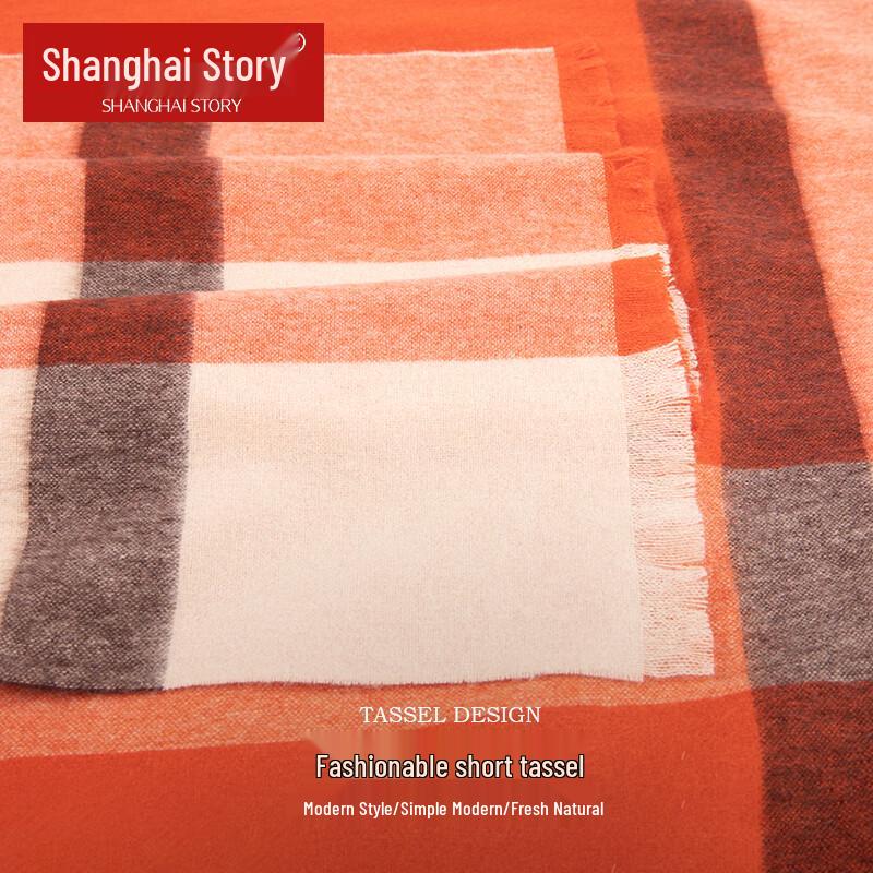 Shanghai Story Women's Pure Wool Plaid Scarf Shawl