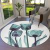 Watercolor Flower Round Rug Non-slip Floral Carpet for Living Room Bedroom Kitchen Decor Circle Doormat