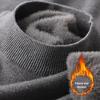 Men Fall Winter Sweater Thick Plush Lined Half-high Collar Knitted Solid Color Elastic Pullover Loose Keep Warm Work School Sweater