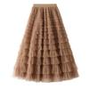 Women's Layered Mesh Gauze Pleated High Waist Long Skirt - Spring & Autumn Style