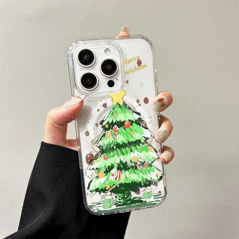 Green Christmas Tree Magnetic Case for Samsung Galaxy S25 Edge S24 S23 S22 S21 Ultra Plus FE A56 A55 A54 A36 A35 A26 A16 Cover