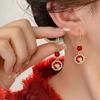 Fashion Atmospheric Red Velvet Bow Earrings Femininity Sweet Flower Long Fringed Versatile Earrings