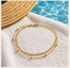 Tarnish Free Bead Anklet,Stainless Steel Double Layered Foot Chain Adjustable,Summer Beach Versatile Jewelry for Her Gift