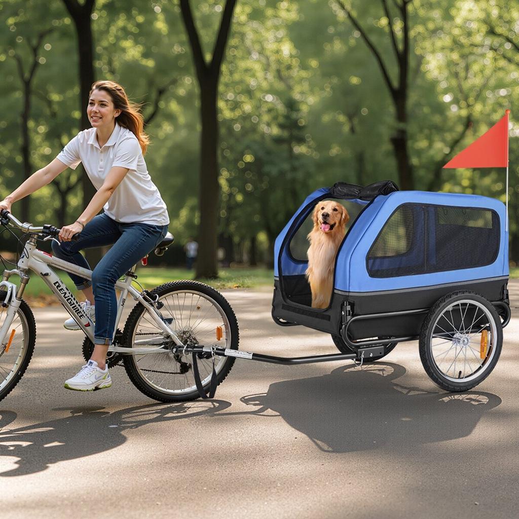 Dog Bike Trailer, Supports up to 40 kg, Pet Cart Bicycle Carrier for Small & Large Dogs, Easy Folding Frame with Quick Release Wheel, Universal