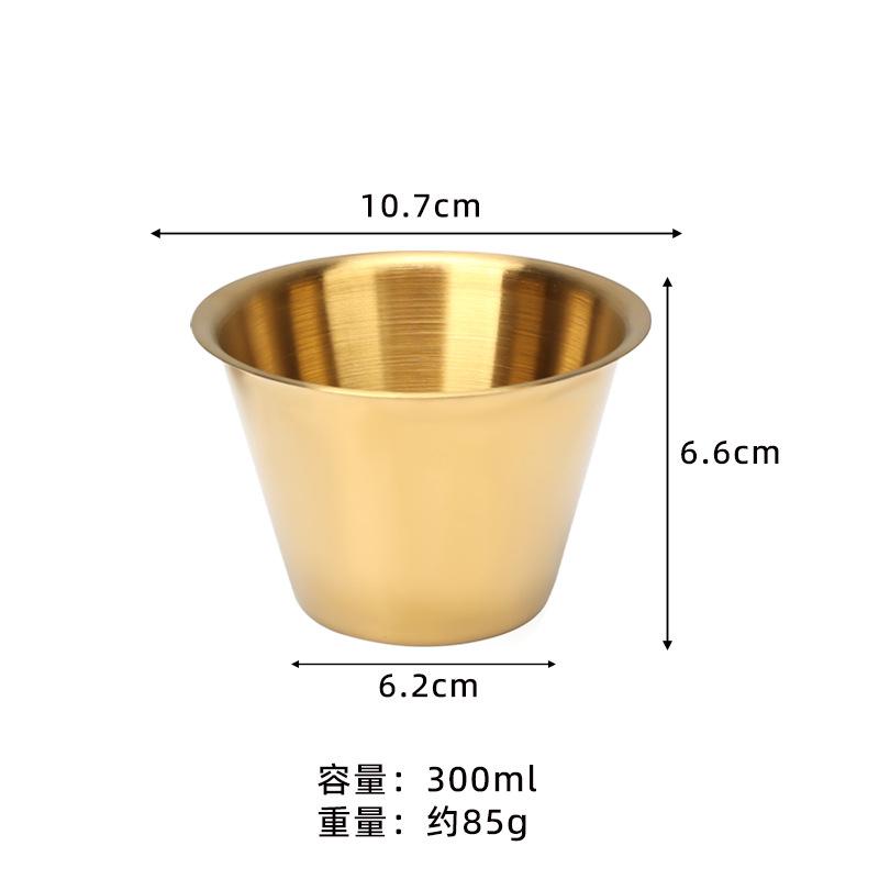 100/200/300ML 304 Stainless Steel Sauce Cup Tomato Seasoning Bowl Gold Western Steak Sauce Dish Snack Fruit Fry Food Container