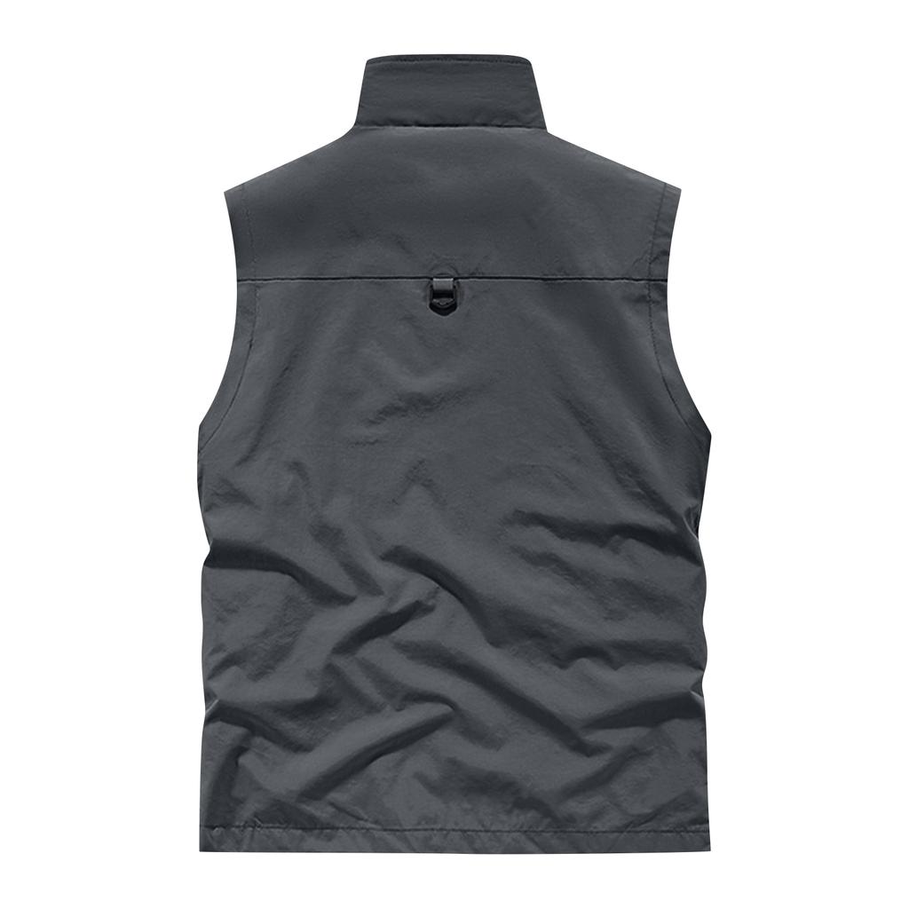 Men's Solid Color Outdoor Multi Pocket Vest Loose Vest Workwear Casual Jacket Vest