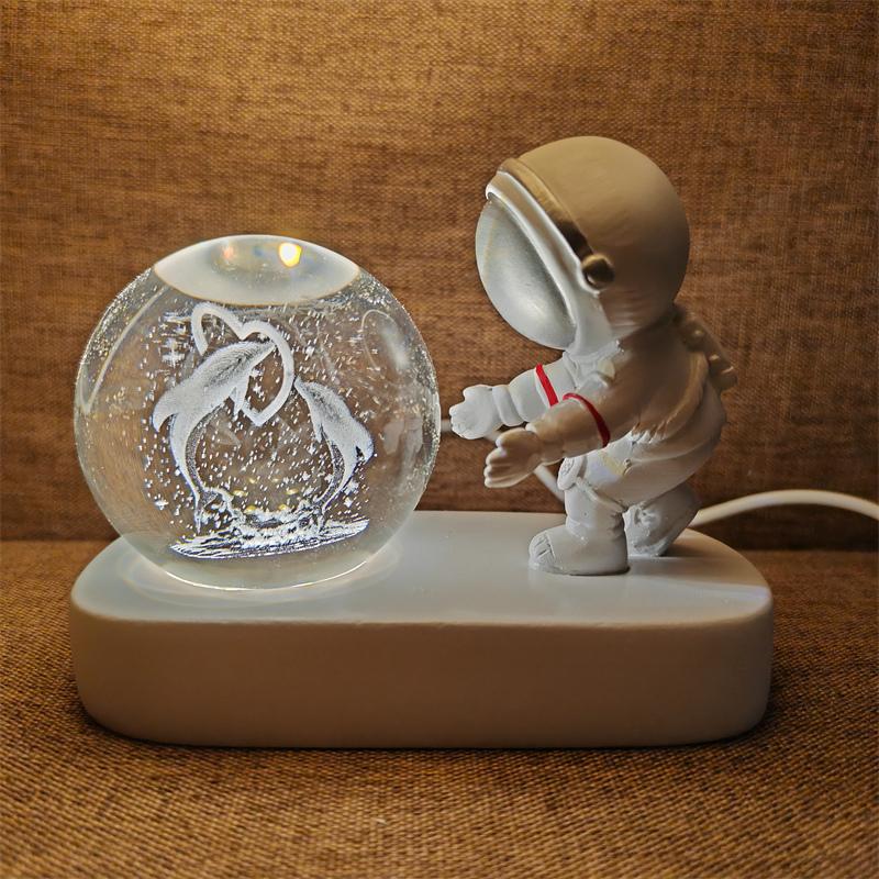 Astronaut Creativ 3D Minge de Cristal Led Lumină de noapte pentru Dormitor Copii Planetă Spațiu Lampă Sistem Solar USB Cadou de Crăciun pentru copii