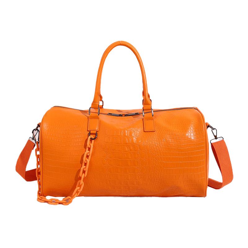 

Solid PU Lightweight Large Capacity Women s Travel Bags Fashiable Sweet Fitness Handbag Short Distance Shoulder Luggage Bag оранжевый