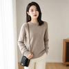 Women Crew Neck Solid Color Knit Sweater Long Sleeve Loose Fit Casual Ladies All Match Autumn Winter Basic Pullover