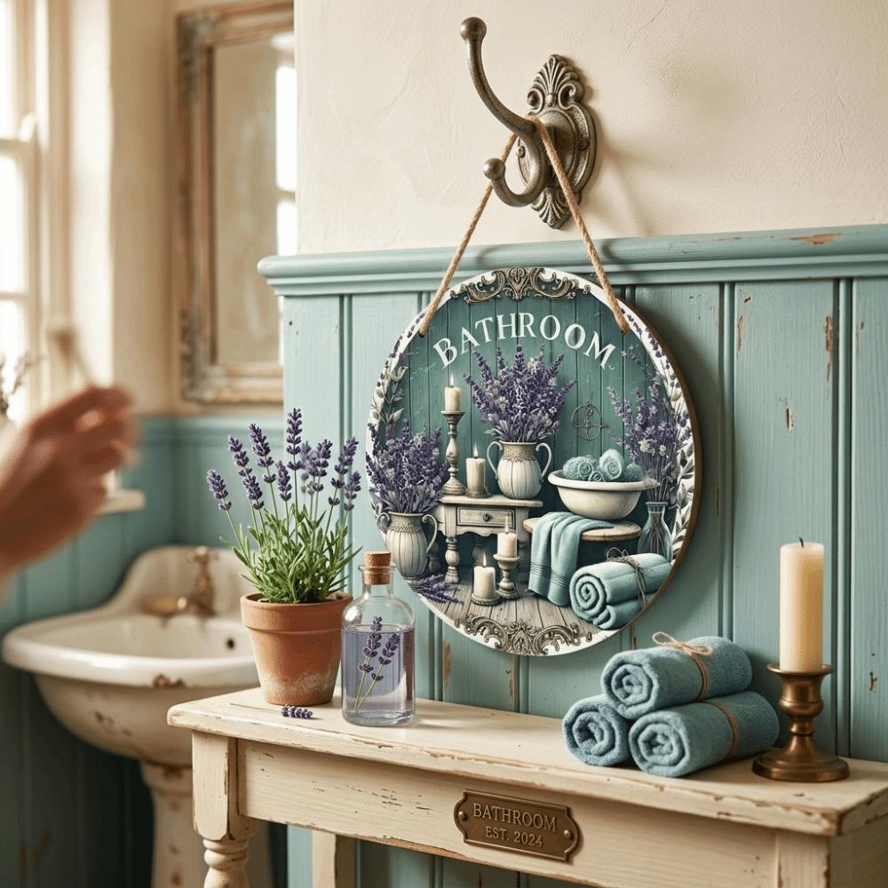 2D Flat Door Wall Decor Lavender Flower Decorative Board Hanging Decoration Wall Hanging