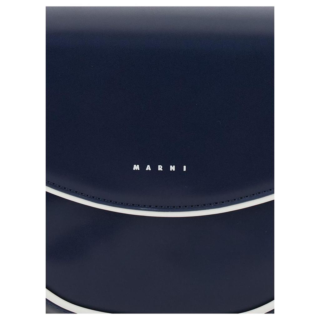 Marni Logo Print Adjustable Shoulder Strap Eco Leather Shoulder Bag Kids Shoulder Bag Blue M01476M00TKMW94F0M803