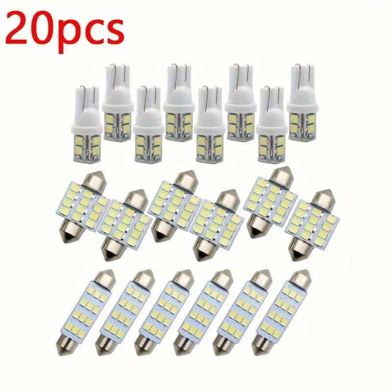 42pcs/20pcs Car Interior T10 SMD LED Lights Dome Door Trunk License Plate Bulbs White 20PCS
