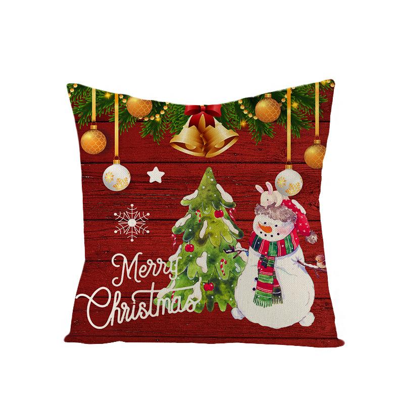 Watercolor Red Christmas Pillow Cover Polyester Printed Holiday Pillow Cartoon Pillow Cover
