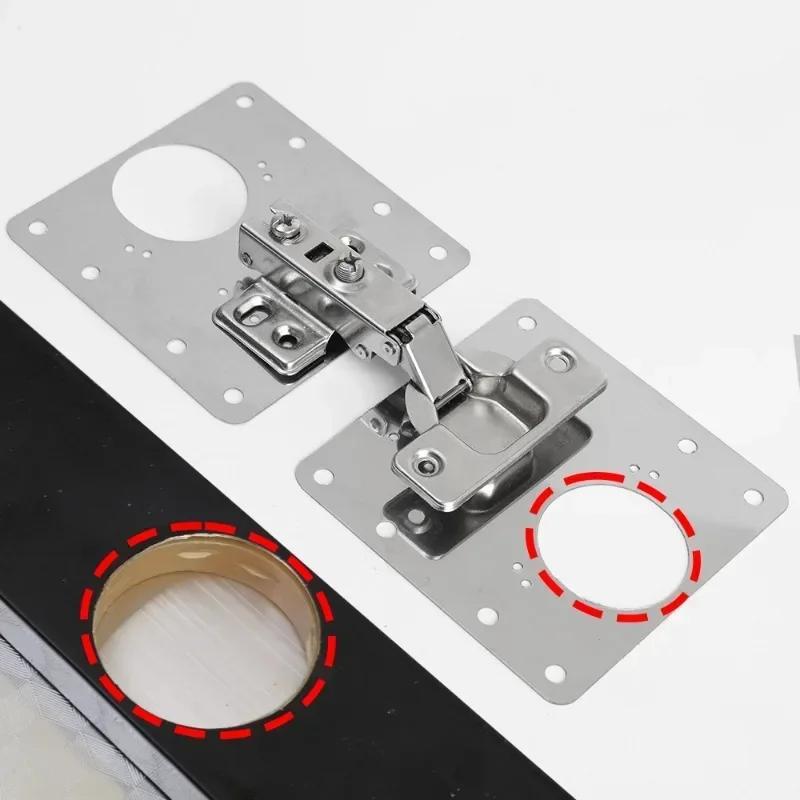 Cabinet Door Hinge Repair Plate with Screws & Brackets, Heavy Duty Kitchen Furniture Mounting Hardware for Easy Installation