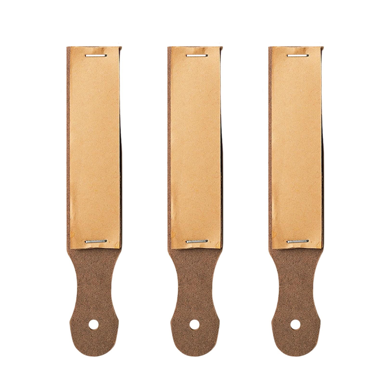 Leather Strop with Wooden Handle for Sharpening and Honing Straight Razors Knives Tools Professional Barber Use Pack of 3 One Size жёлтый