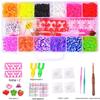 Kit tel cu elastice curcubeu, 2000 de piese, 18 compartimente: Meșteșug colorat de brățări DIY pentru copii