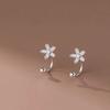 Women's Flower Stud Earrings Charm Elegant Rhinestone Floral Stud Earrings for Bridal Wedding Jewelry