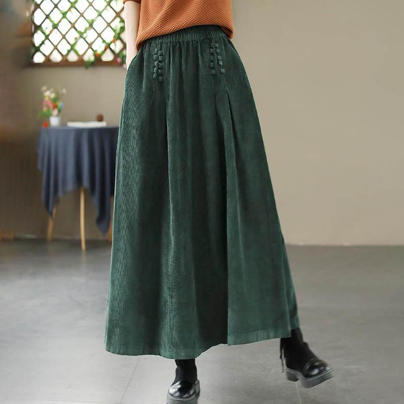 Skirt for Women Casual Versatile High Waist Long Loose Trousers Thickened Slim Solid Colour Skirt