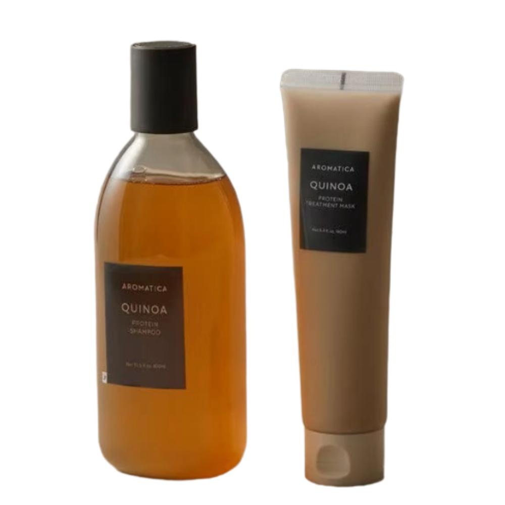 AROMATICA Quinoa Protein Hair Shampoo 400ml & Treatment Mask 160ml Damaged Hair Repair Set