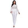 Women's High Collar Lace Lace Fashion Solid Color Chiffon Long Sleeve High Waist Jumpsuit