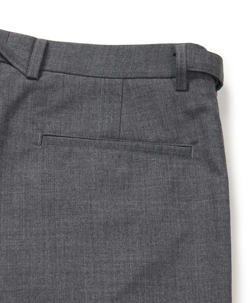 Neibieol Tropical Wool Double-Pleat Wide Pants - Charcoal