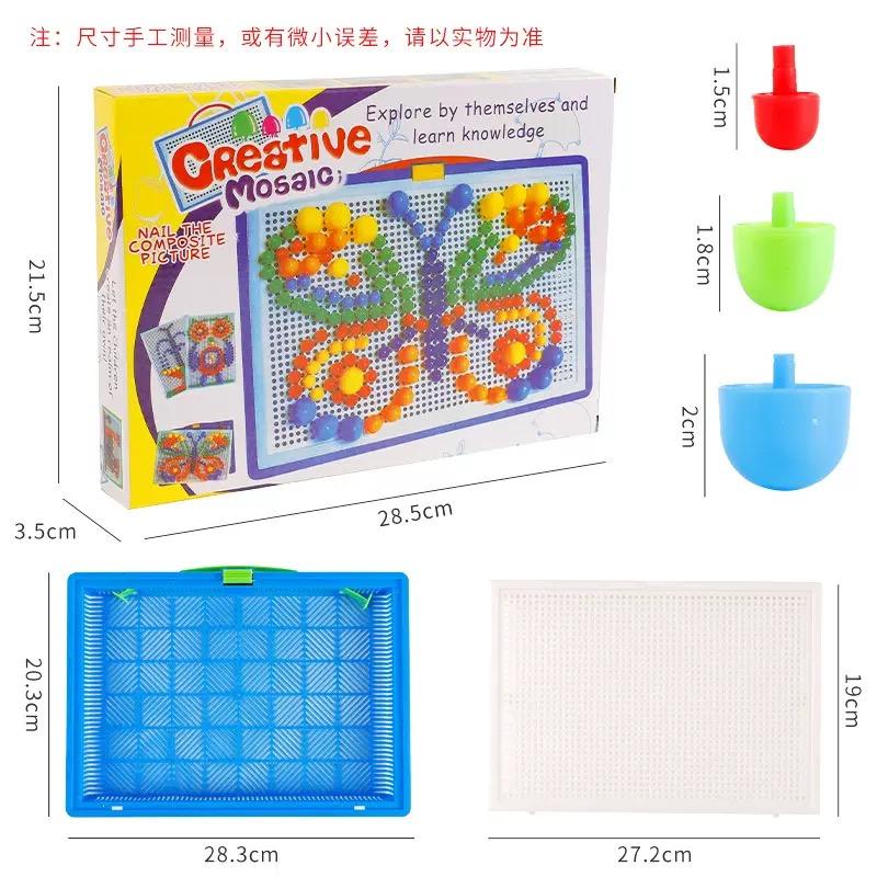 296/592pcs Mushroom Nail DIY Handmade Toys Montessori Educational Toys Intelligent 3D Puzzle Game Jigsaw Board Gifts