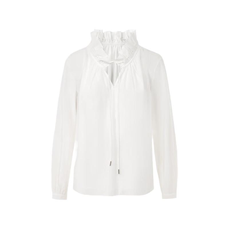 LANGZI Women s White Romantic Ruffle Palace Style Blouse L