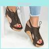 Stylish Women's Frenulum Vintage Platform Sandal Featuring Durable Rubber Wedge