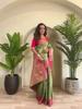 Women's Pure Tissue Silk Saree with Zari Weaving & Meena Work | Elegant Jaal Design | Contrast Running Blouse | Indian Wedding & Party Wear Saree