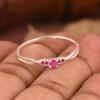 Natural Ruby Ring 925 Sterling Silver Dainty Gemstone Ring Minimalist Red Stone Band Jewelry For Women