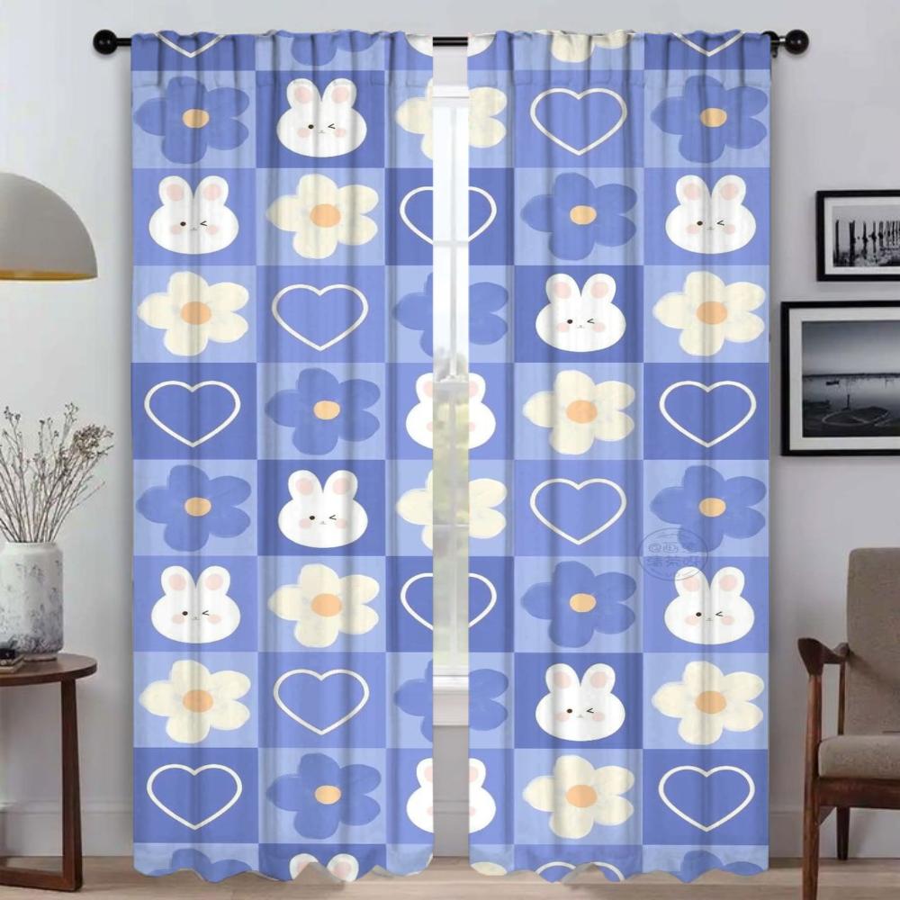 A Lot of Flowers Tulle for Bedroom Partition Curtains Child Room Window Curtain Shades Home Interior Curtains 2 Pieces Blinds