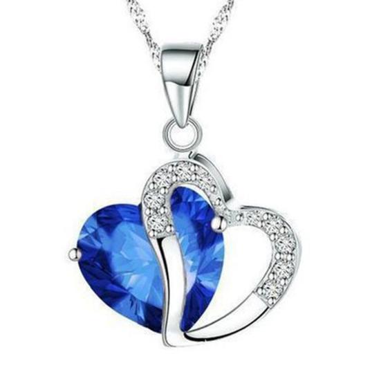 

Женское ожерелье Искусственный кристалл Блестящая форма сердца Портативная женская подвеска для подарка королевский синий
