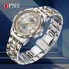 OFNS Herren Quarz Business Uhr: 3D Römische Ziffern, Doppelkalender, Wasserdicht, Edelstahlarmband.